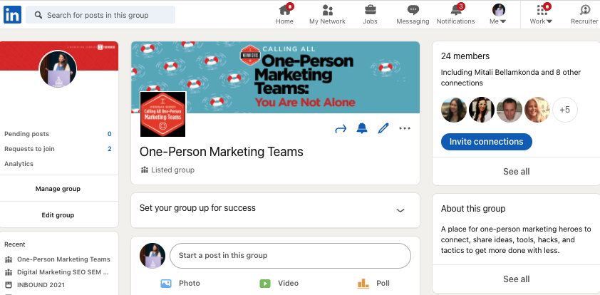 One Person Marketing LinkedIn Group